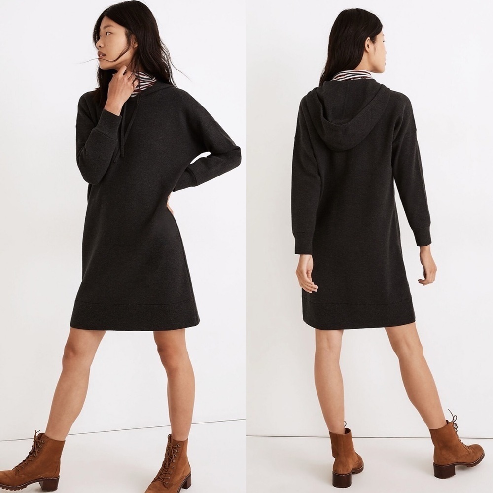 Madewell women’s Hoodie Sweater Dress charcoal heather grey size XS style NB867